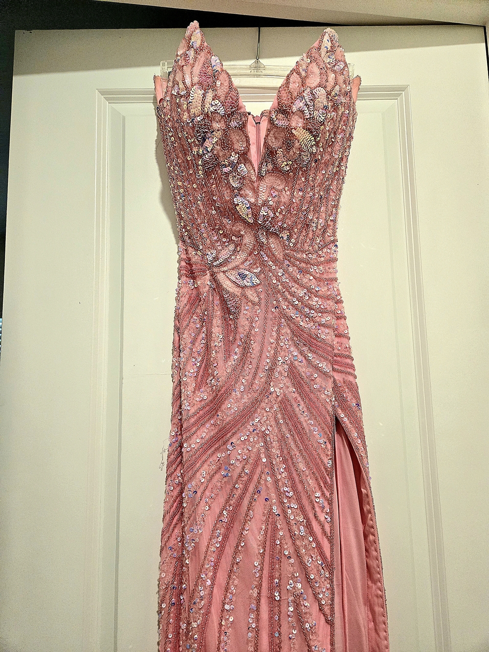 Pink Sequin & Bead Prom Gown - Picture 2 of 7